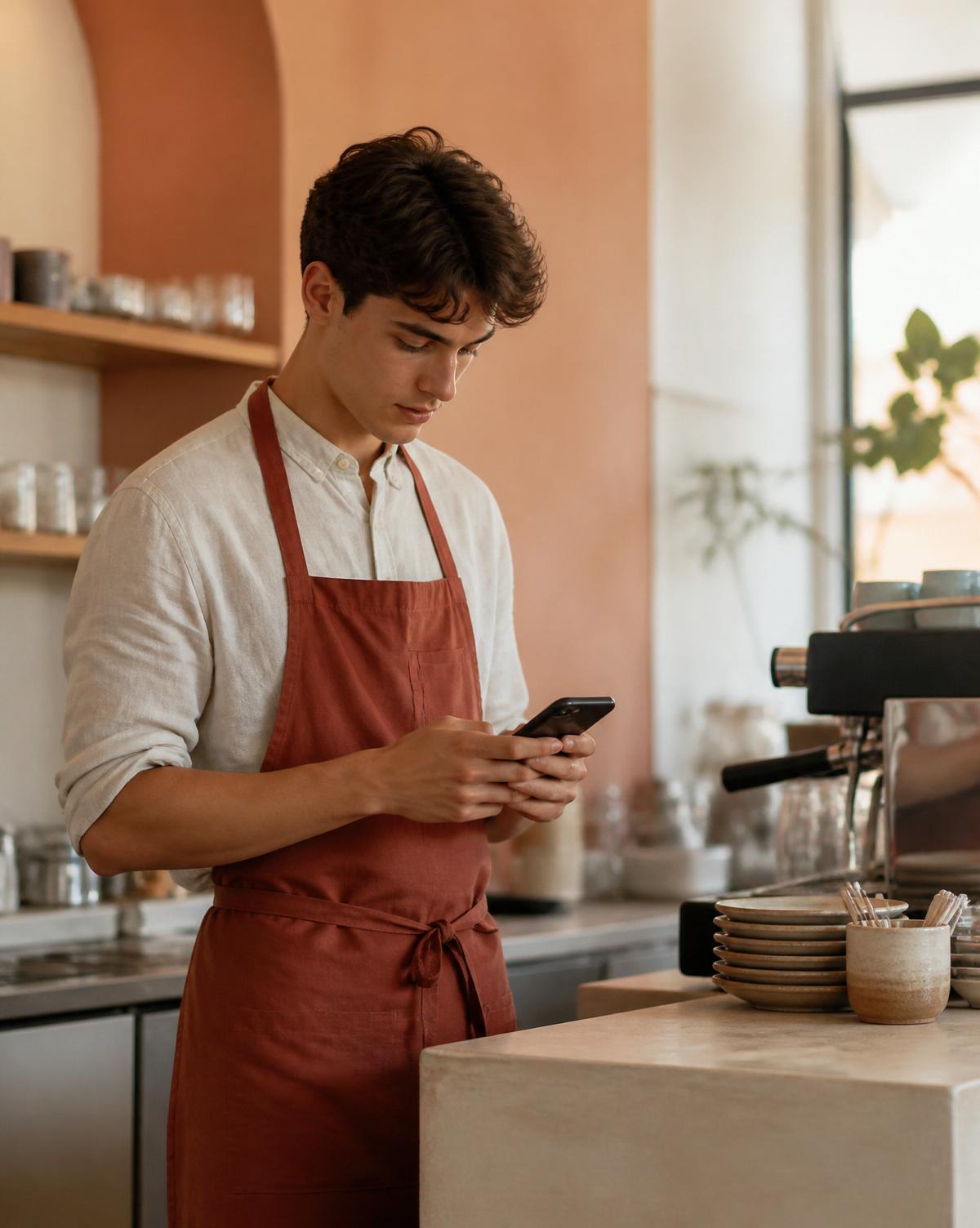 Employé consultant son planning sur son téléphone